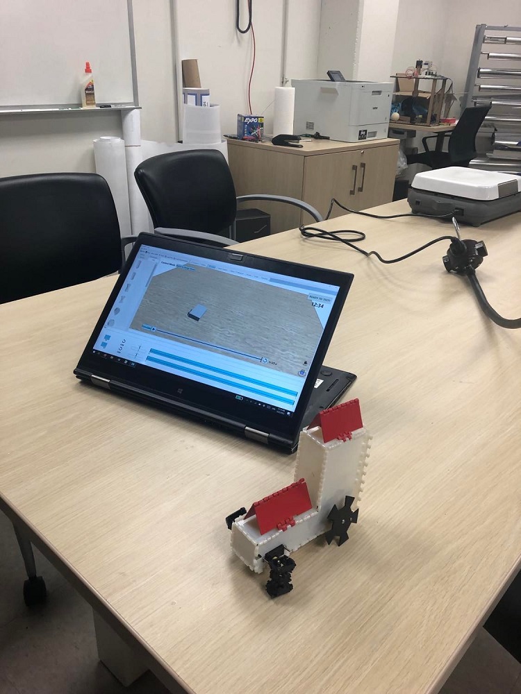 A ROBOT MADE USING BUILD-A-BOT. (PHOTO BY SARAH HUFFMAN)